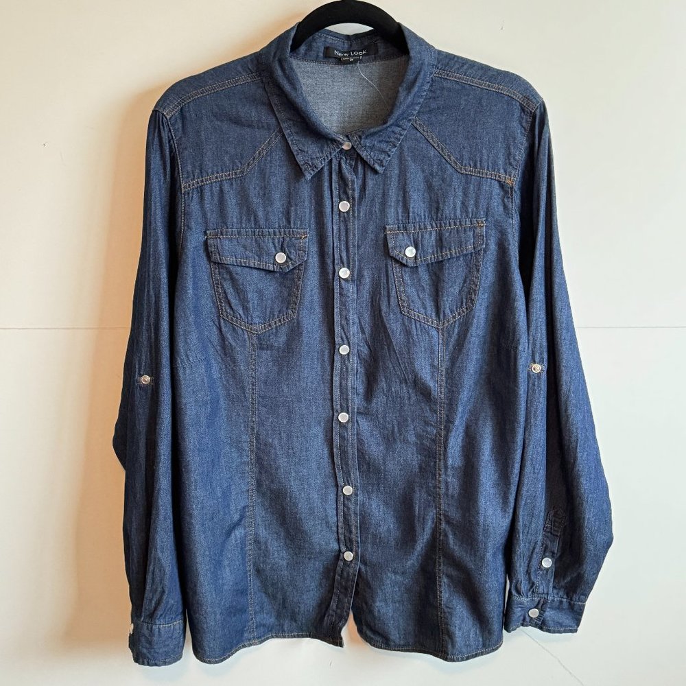 NEW! Plus Denim Style Western Shirt